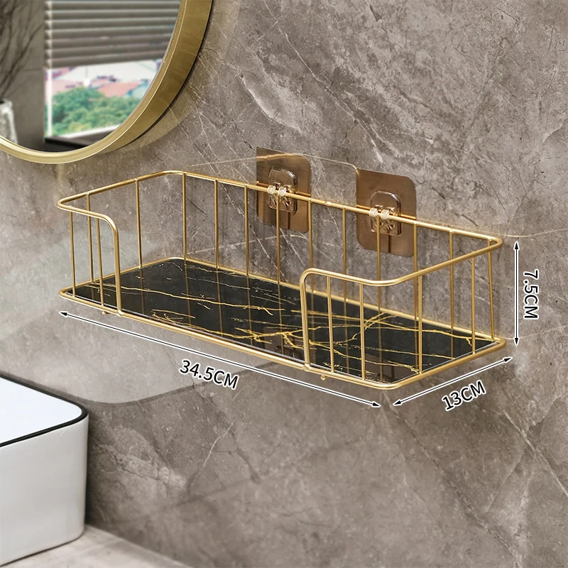 Luxury Bathroom Gold Brass Wall Mounted Glass Shower Shelves