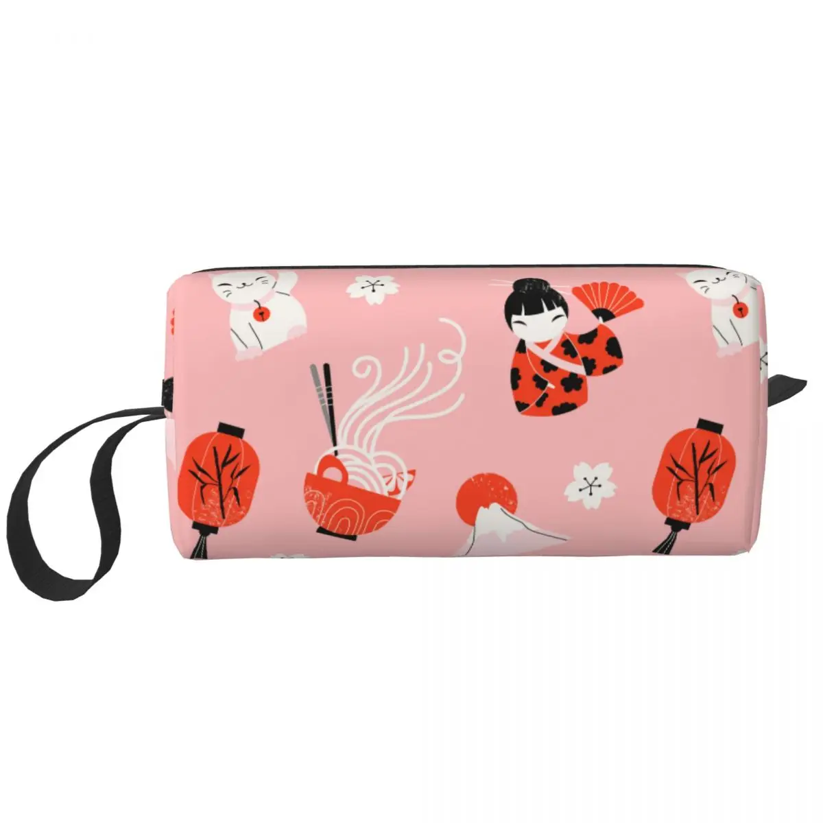 Icona Giapponese Kokeshi Doll Kimono Ramen Makeup Bag Pouch Zipper Cosmetic Bag Travel Toiletry Bag Organizer Storage Bag Per Le Donne