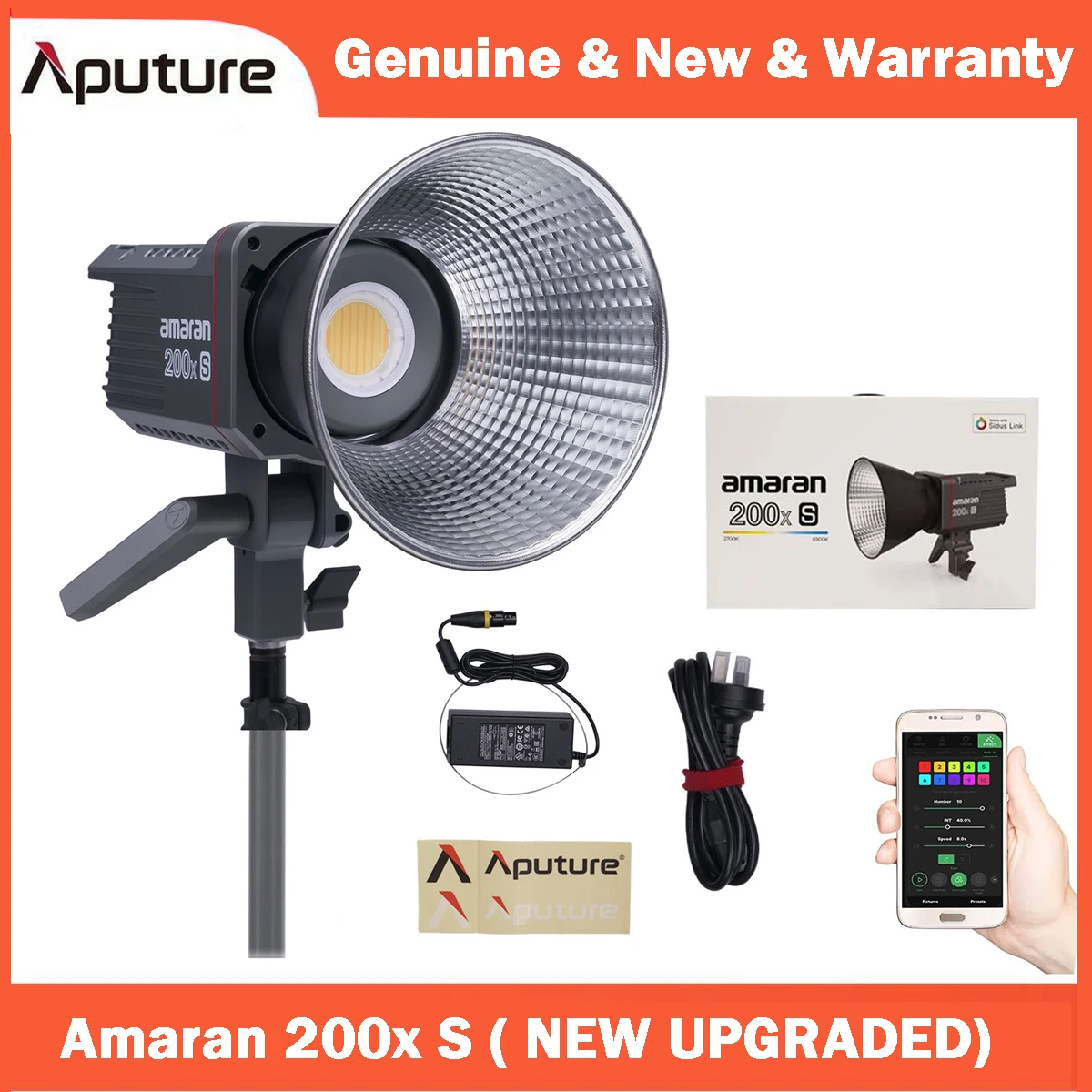 

Amaran 200x S 100x S Bi-Color СВЕТОДИОДНЫЙ Video светильник Bluetooth App Control DC/AC источник питания Bowens Mount (модернизирован amaran 200x)