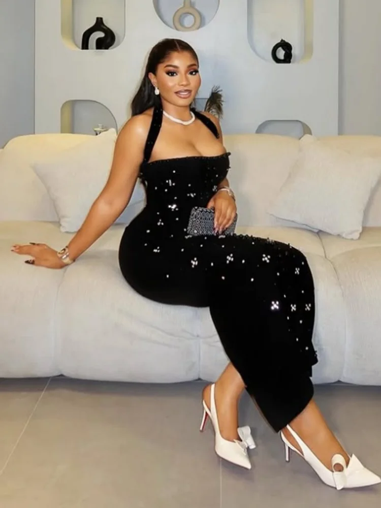 Wmstar Dresses for Women Wholesale Bodycon Women's Strapless with Rhinestone and Bubble Beads for Slimming Fitting Dress