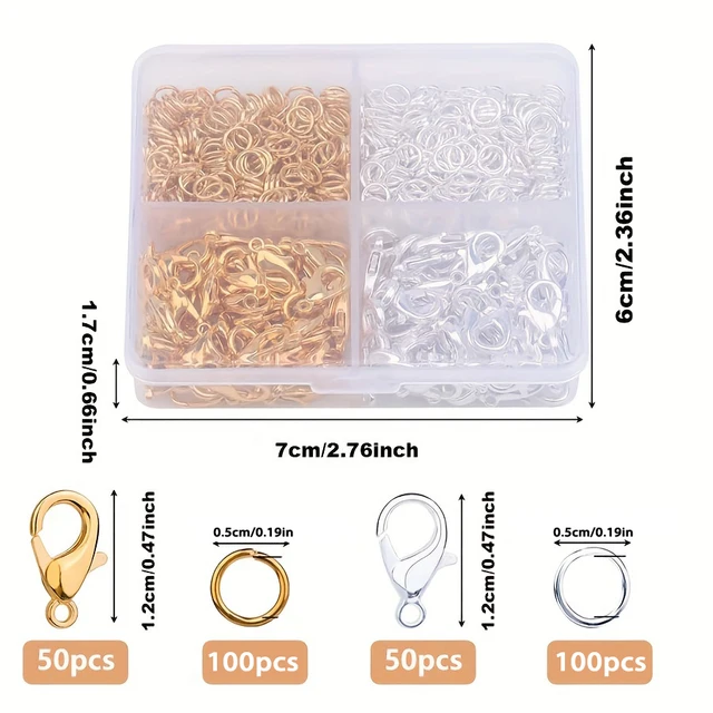 1 set scatola oro argento chiusura a moschettone anelli di salto aperti per creazione di gioielli bracciali collane ganci chiusura a catena accessori fai da te 3