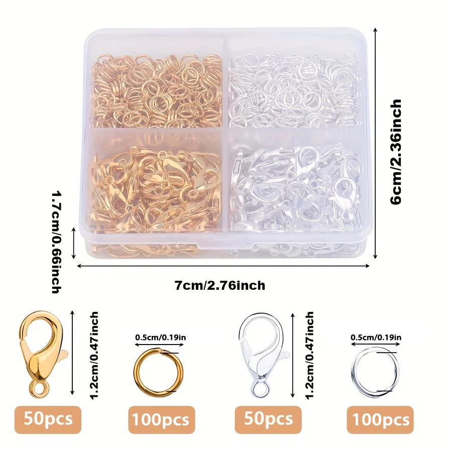 1 Set Box – Gold & Silver Lobster Clasp with Open Jump Rings for DIY Jewelry 3