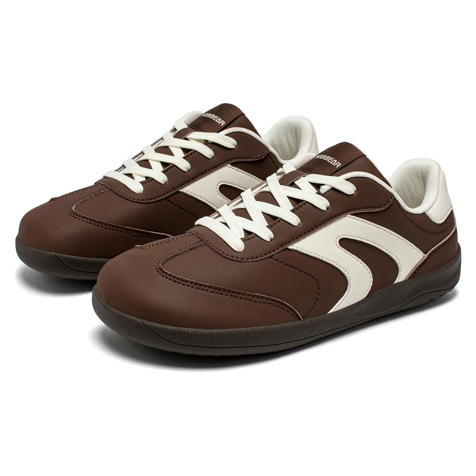 HOBIBEAR Baskets minimalistes unisexes à bout large en cuir artificiel, style rétro décontracté, sans drop, pour femmes et hommes_voghion.com