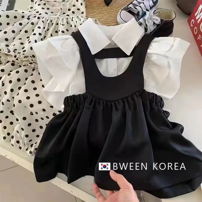 Girls Baby Summer Clothing Set Flying Sleeves Tops Shirts+dress Fashion Kids Elegant Girl 2pcs Suits Children Clothes Sets - 2