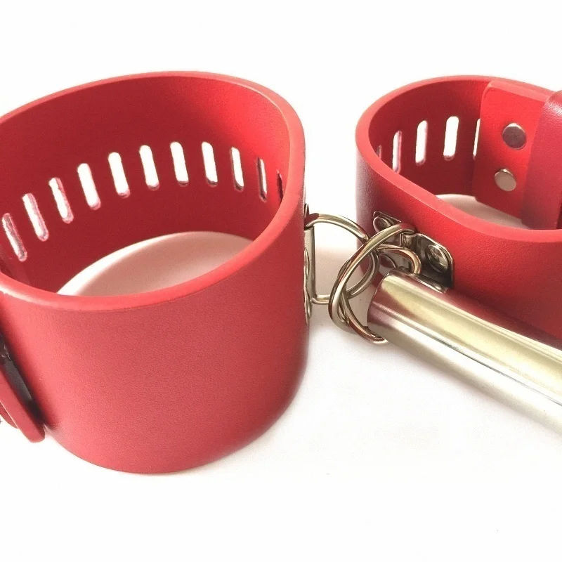 Sex Toys Sex Handcuffs Metal Steel Spreader Bar BDSM Bondage Sexy PU Leather Wrist Handcuffs Ankle Cuffs With Lock Restraint Slave Cosplay Erotic Game