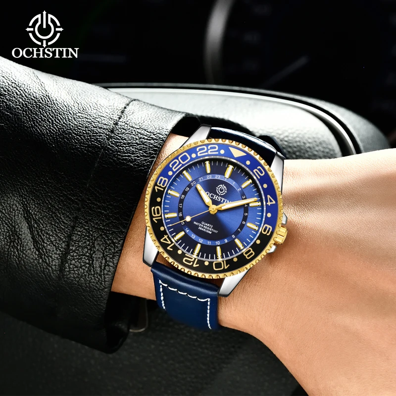 OCHSTIN New 2024 Personalized Trendy Navigator Series Multi functional Quartz Movement Waterproof Watch Men's Quartz Watch
