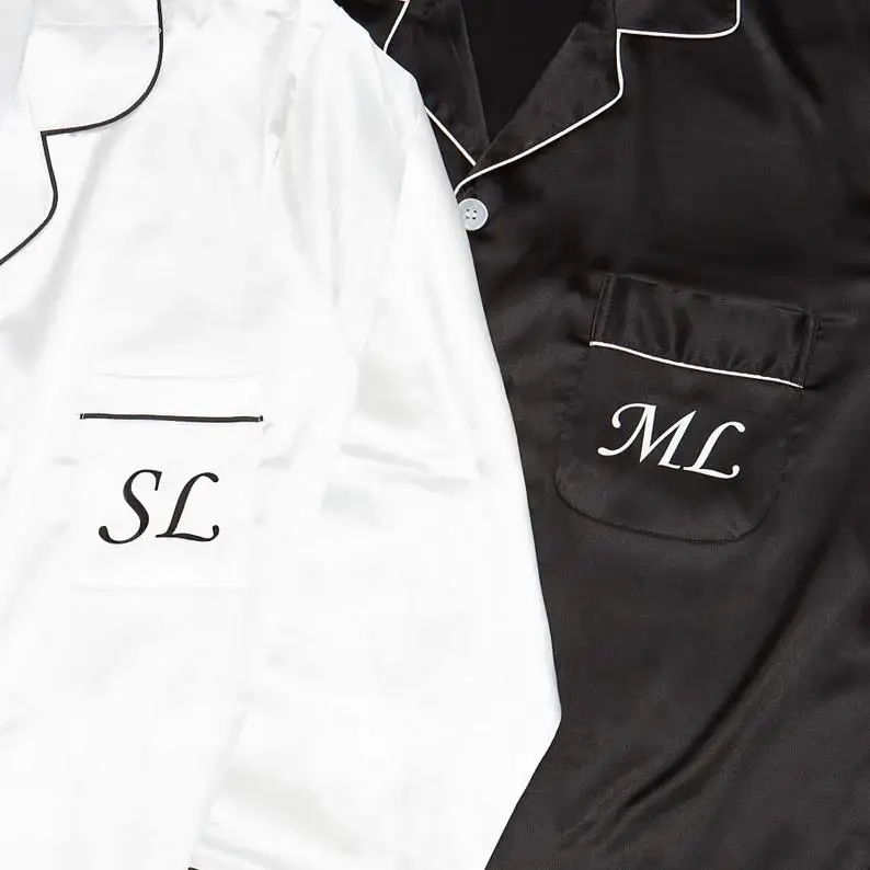 Custom Satin Pajamas for Bride and Groom Wedding Gift Anniversary