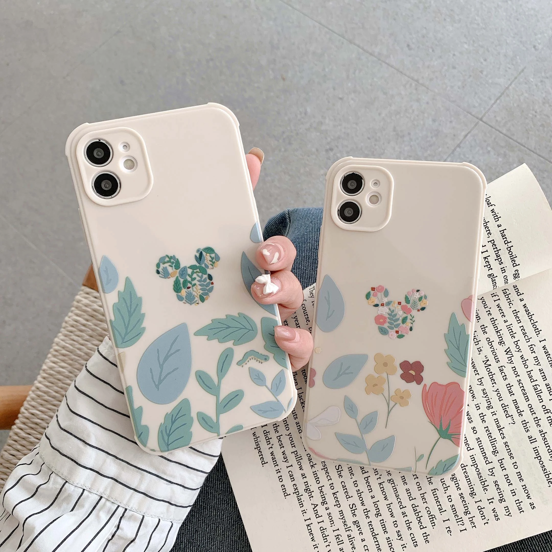 Cartoon Leaves Flower Phone Cases for iPhone 12 13 11 Pro Max 12 Mini Camera Protective Cover iPhone XR X XS Max 7 8 Plus Se 202 apple iphone 11 Pro Max case