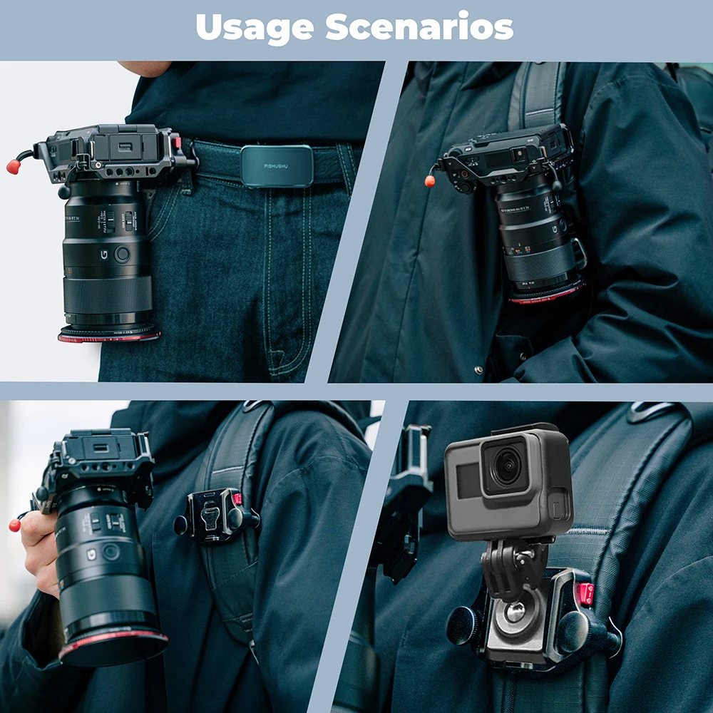 Backpack Quick Release Clamp Compatible DSLR Cameras and 1/4" Screw Devices Ligh