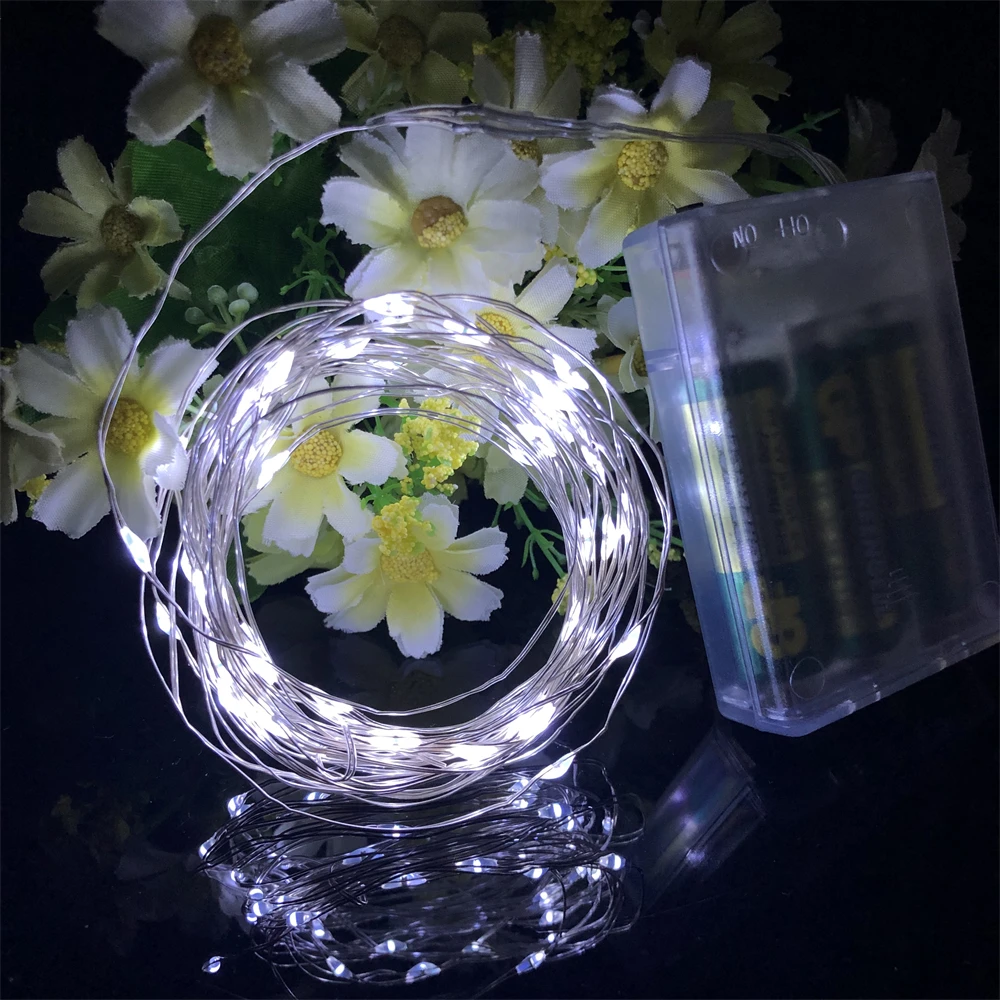 2M 5M 10M Led String  Waterproof Fairy Lights Warm white AA Battery Holiday Lighting For Christmas Tree Wedding Party Decoration