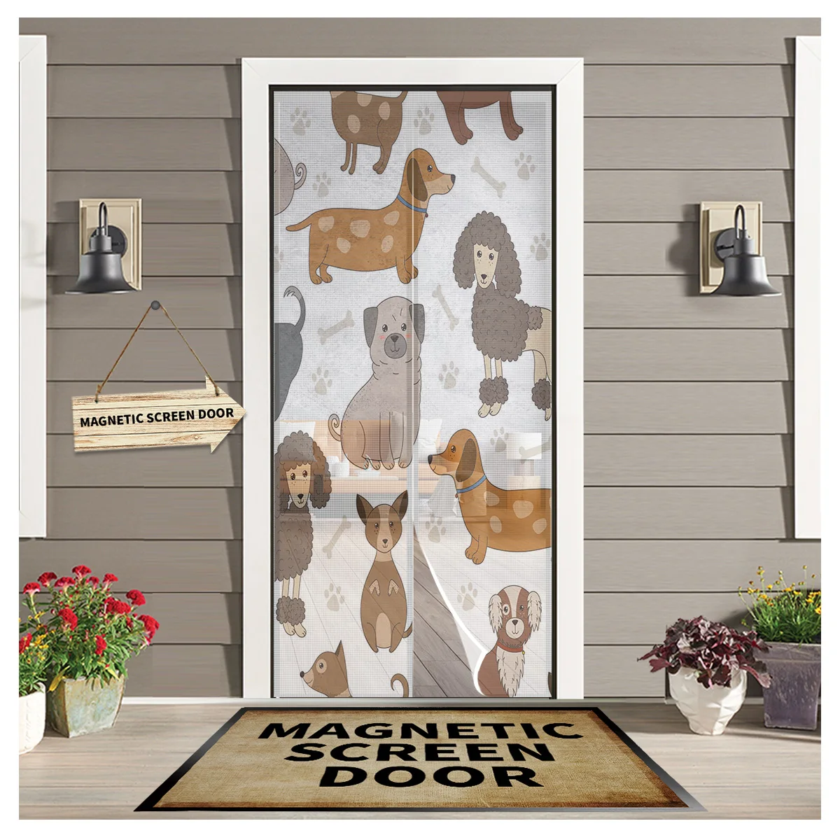 

Cartoon Animal Dog Alpaca Magnetic Screen Door Curtain Home Summer Window Mosquito Net for Kitchen Bedroom
