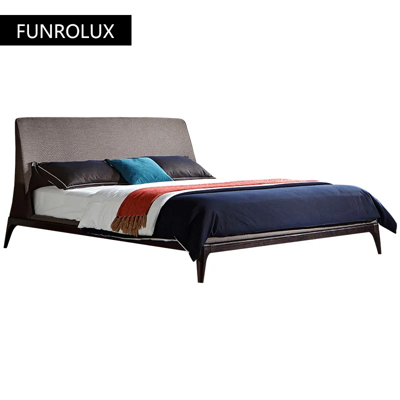 Fabric bed light luxury modern minimalist master bedroom double bed Internet 1.5m1.8M marriage technology fabric