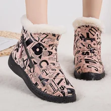 2021 New Women Boots Fashion Alphabet Winter Shoes Women Waterproof Snow Boots Warm Ankle Botas Mujer Winter Footwear Female tanie tanio CN (pochodzenie) KOBE Amortyzacja Na betonową podłogę Początkujący Adult Masaż RUBBER Buty do biegania NYLON Wąska (AA N)