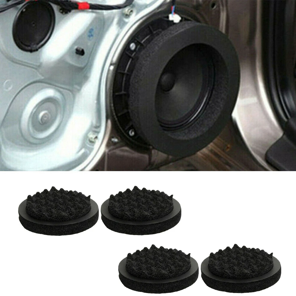 4Pc Universal 6.5 Car Door Speaker Insulation Ring Woofer Foam Wave Pad Sound Noise Soundproof Protective Car Pad Audio Speaker
