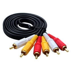 Premium 3RCA Composite Audio Video AV Cable - Male to Male Connection for Enhanced Sound and Picture Quality (Black)