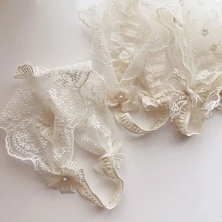 جوفاء الدانتيل نسخة واسعة الطفل عقال الأميرة فتاة رباط رأس مطاطي الرجعية زهرة بيضاء القوس لطيف عقال الشعر التبعي