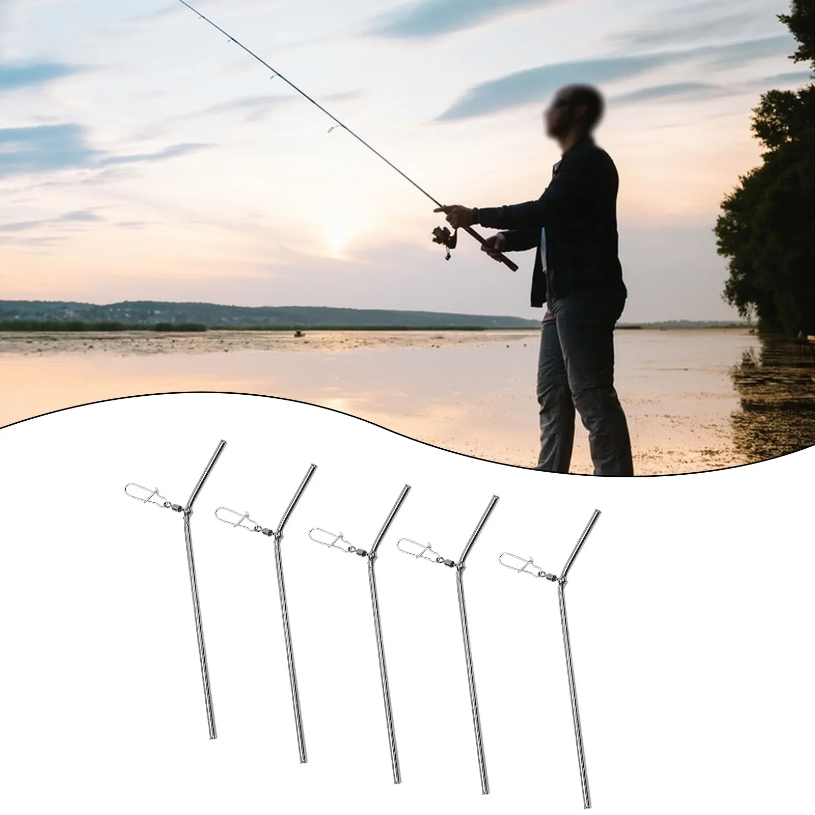 5PCS Versatile Fishing Balance Connectors Tackle Anti-Tangle Accessories Small Style Brass Tube 50mm/70mm/90mm Fishing Tools