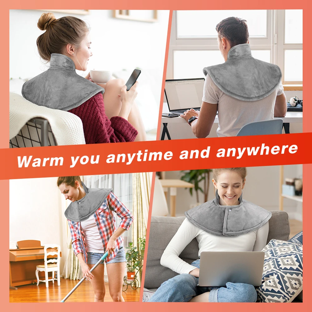 Neck and Back Massager Electric Heating Pad Physiotherapy Shawl Shoulder Warmer Massage Mat 4 Timing Home Office Thermal Blanket 6