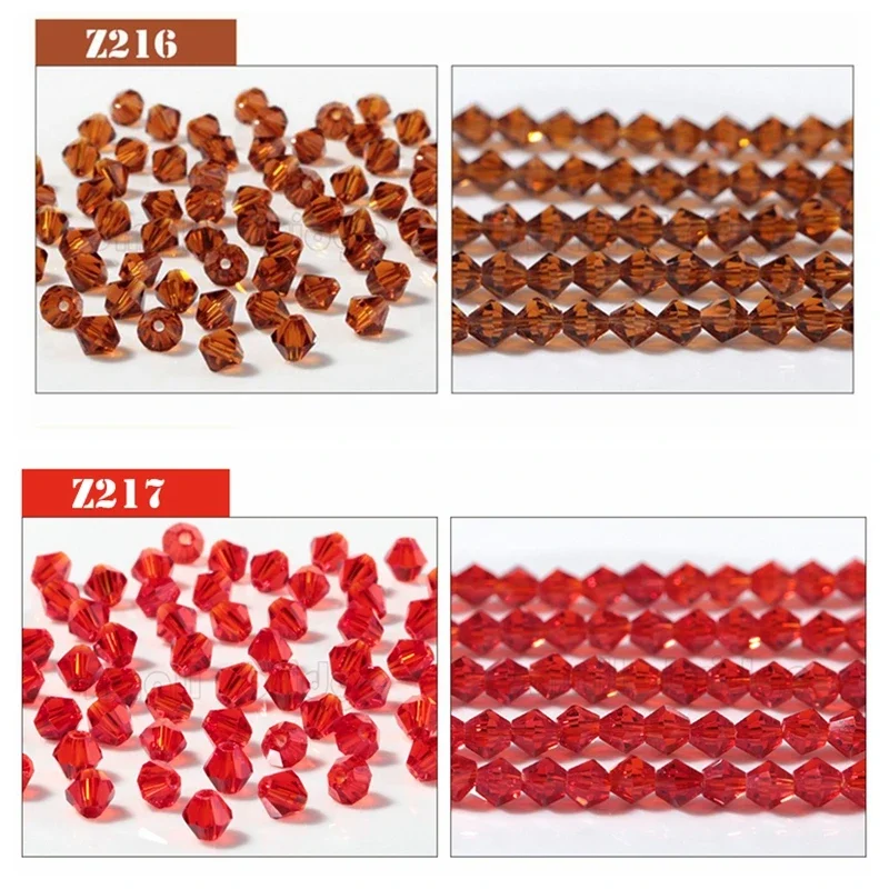 3 4 6 mm österreichische Doppelkegel-Kristallperlen für Schmuckherstellung, Diy-Zubehör, mehrfarbige facettierte Glas-Abstandsperlen im Großhandel – Detail 11