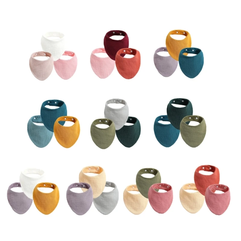 

F62D 3PCS Bibs Newborns Bandana Baby Drooling Bib Super Absorbent Face Cloth