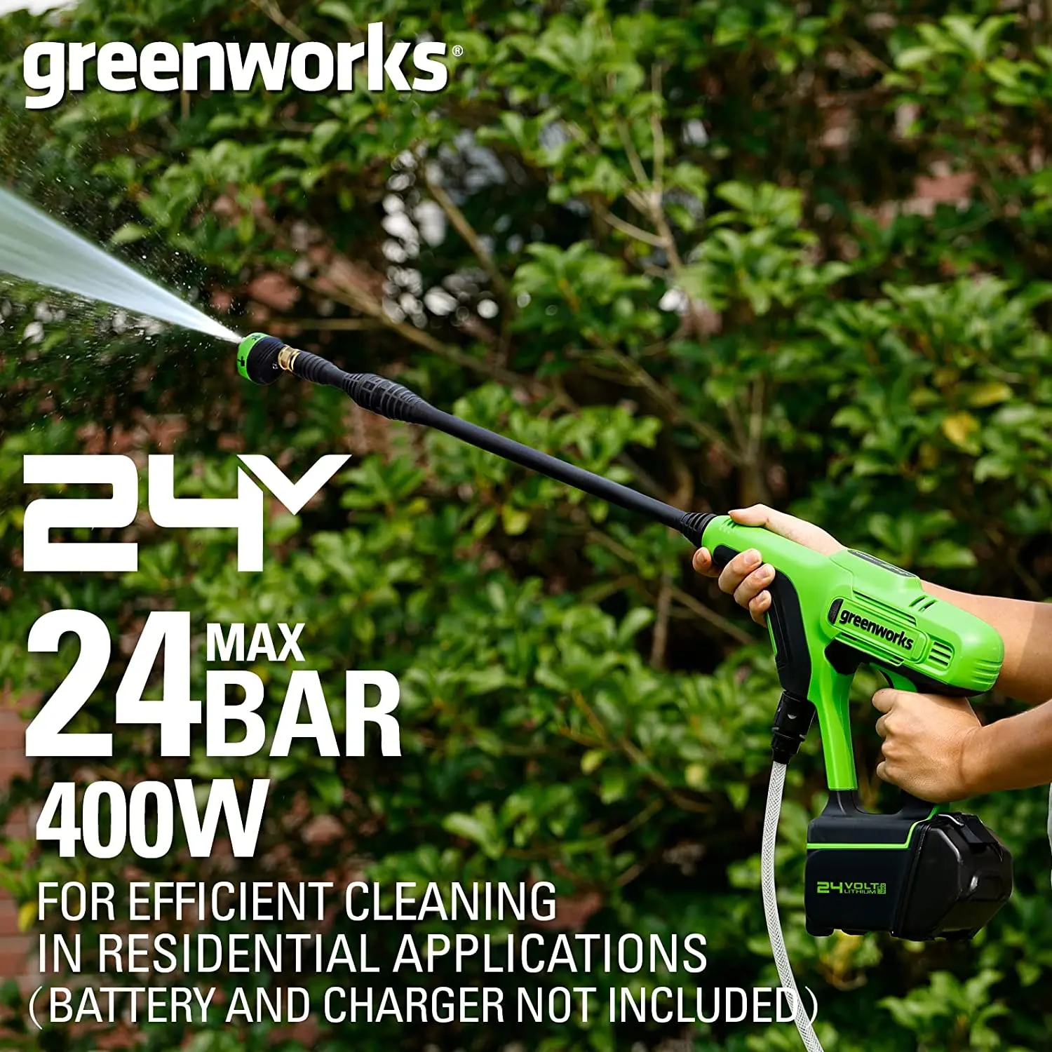 greenworks 24v High pressure washer 24Bar 400w Spray gun cleaner self-priming Household Portable rechargeable cordless Cleaner
