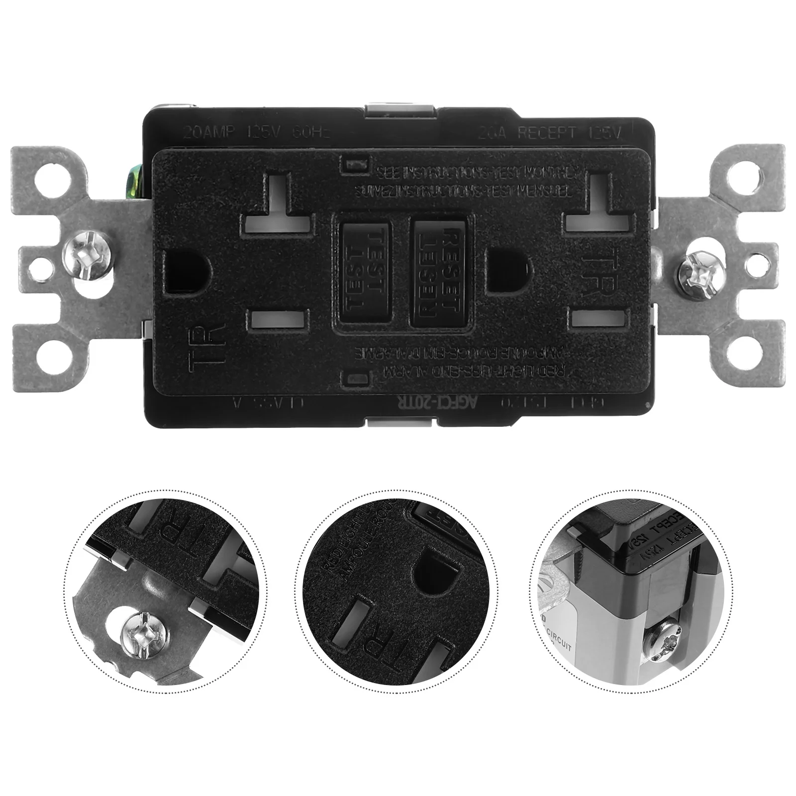 

Socket Gfi Outlet Gfci 20 Amp Ground Fault Receptacle Electrical Bathroom Outlets Accessories Black
