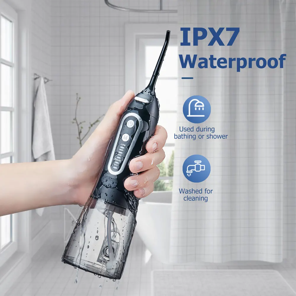 Oral Irrigator USB Rechargeable Water Flosser Portable Dental Water Jet 300ML Water Tank Waterproof Teeth Cleaner For Oral Care 5