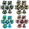 DND Dice Set - Sharp Edge Resin Dice with Spinning Dragon Eye Core, 7 Piece Polyhedral D&D Dice for RPG Games (Crystal Clear) 6