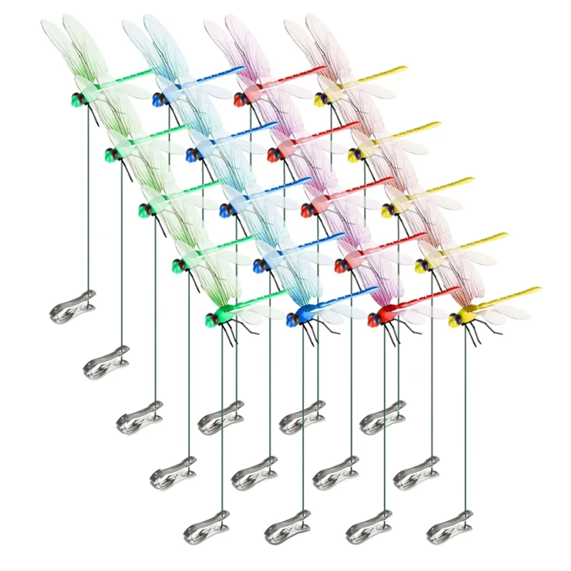 

20 шт. стрекоза, декор для сада, искусственная стрекоза, садовые стопы, 3D зажим для шляпы, стрекоза, зажим для крытой и наружной стрекозы