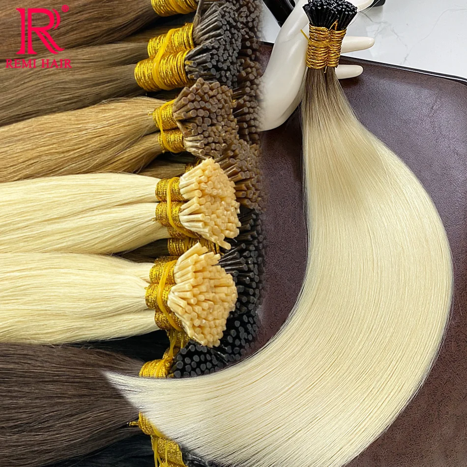 100% Real Straight I Tip Hair Extensions Capsules in Human Hair Fusion Natural Vietnamese Keratin Pre-bonded Blonde Hair Bundles 1
