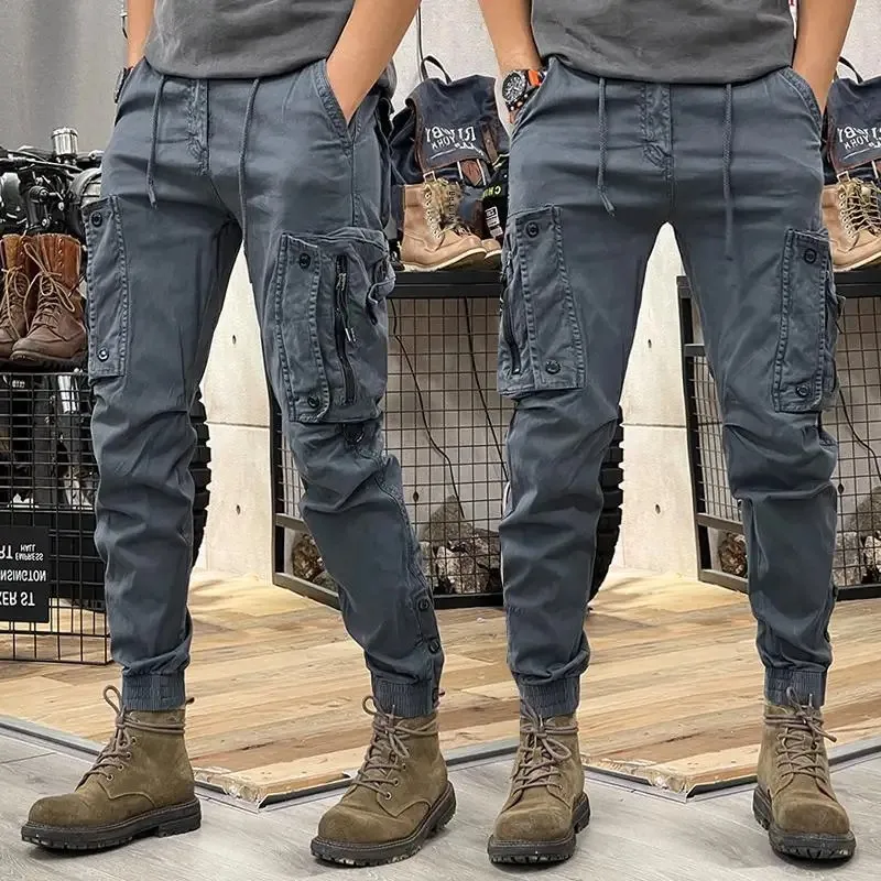 thumbnail image 1 of Pantalones cargo estilo americano para hombre, de primavera y otoño, de pierna recta, tácticos, informales, para exteriores, listos para trabajar, 1 of 5