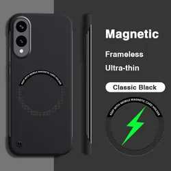 Sleek Magnetic Frameless Phone Case with Hard Back Cover - Galaxy S25 Edge (Classic Black)