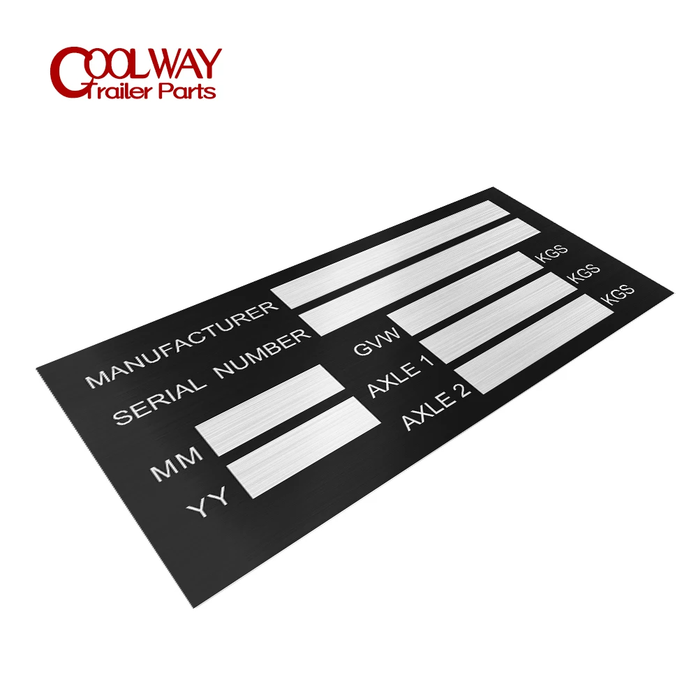 Aluminum Serial Number Vehicle ID Tag 100 X 50mm With Sticker Trailer Weight Plate Boat Bike VIN Chassic RV Camper Parts