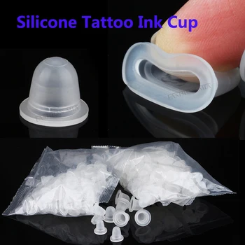 100 200PCS Plastic Disposable Microblading Tattoo Ink Cups S L for Permanent Makeup Tattoo Supply Soft Tattoo Accessories tanie i dobre opinie CN (pochodzenie) Akcesoria do tatuażu Silica gel Pigments Holder Rings Container 100 200 pcs Soft Silicone Tattoo Ink Ring Cup
