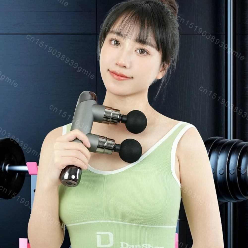 Dual Head Fascia Gun Massager Muscle Relaxation Vibration Deep Tissue High-Frequency Percussion Muscle Relief Fitness Equipment