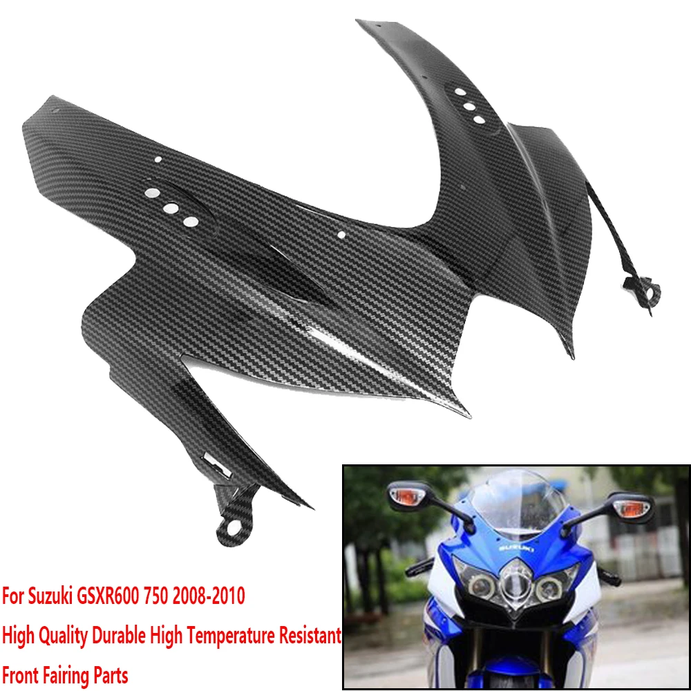 

Motorcycle Parts Upper Front Fairing Headlight Cover For Suzuki GSXR600 GSXR750 2008 2009 2010 ABS Carbon Fiber Color