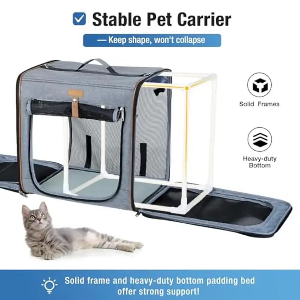 2-in-1 Pet Carrier Playpen Travel Crate Small Medium Large Pets up to 35lbs Collapsible Bowl and Litter Box Included Secure and