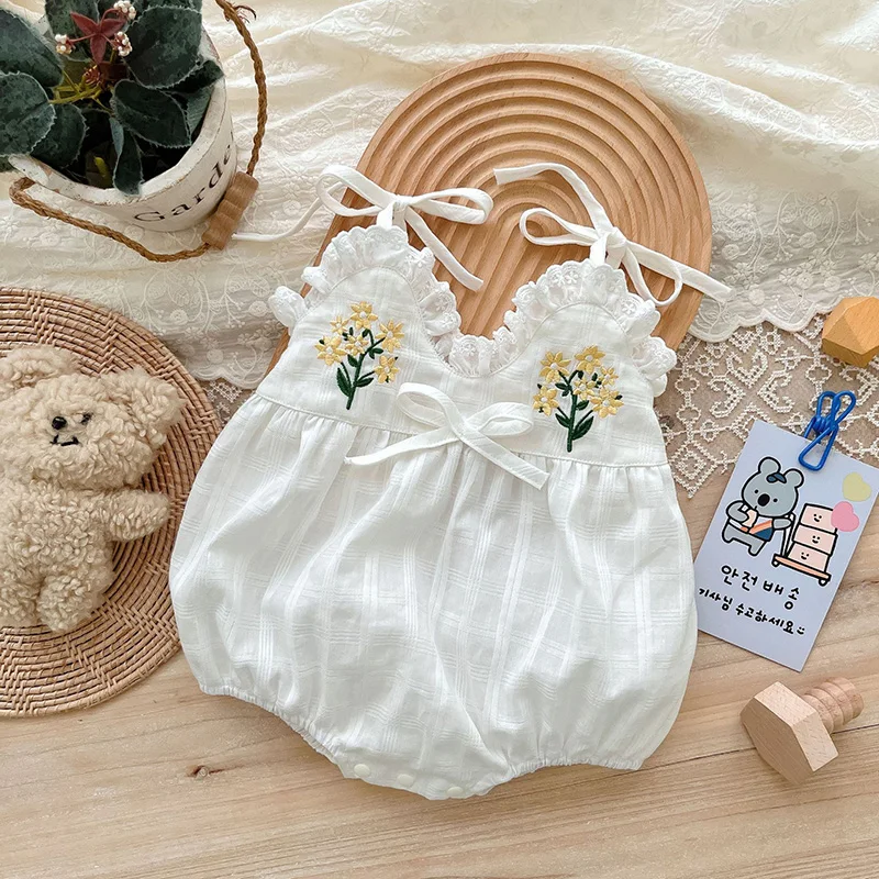 Soft Cotton Baby Girl Bodysuit Summer Jumpsuit