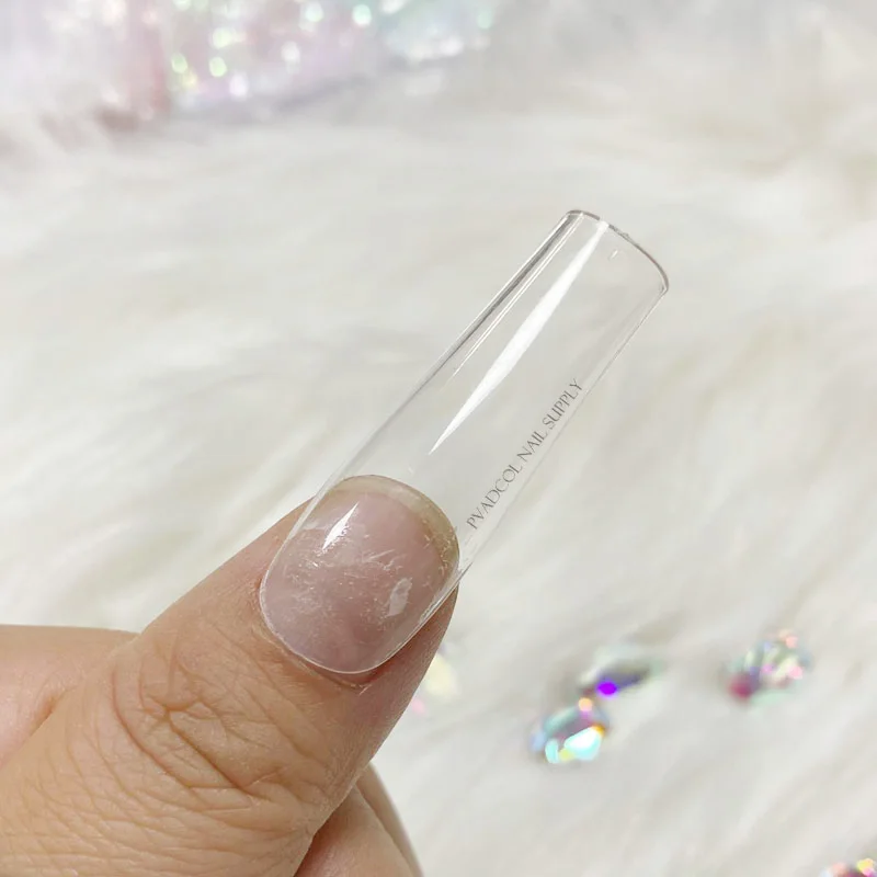 XXL Clear Square Full Cover Press On False Nail Tips Extra Long Nails Straight Shape False Tips UV Gel Manicure Tool Fake Finger