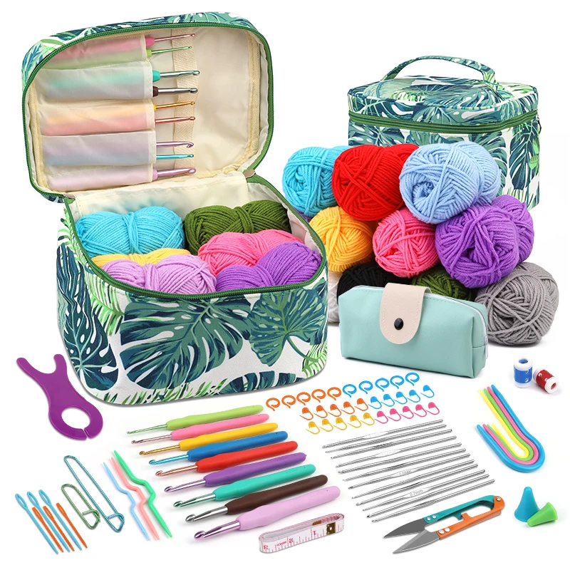 KRABALL Cotton Yarn Thread Ball For Crochet Knit Hook Sets Hand Knitting Needles Tools Crochet Ball Markers Accessories With Bag