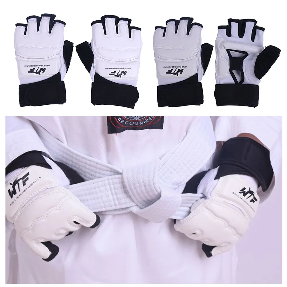 Description Picture 6 of item1 Pair Karate Gloves Taekwondo Equipment Half Finger Protector Boxing Hand Foot Protection Foot Guards Martial Arts Kickboxing