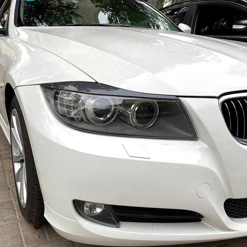Carbon Fiber Car Headlight Eyebrow Eyelid Trim Eyebrows Eyelids Lids For  BMW 3 Series E90 E91 320i 330i Sedan Touring 2005-2012