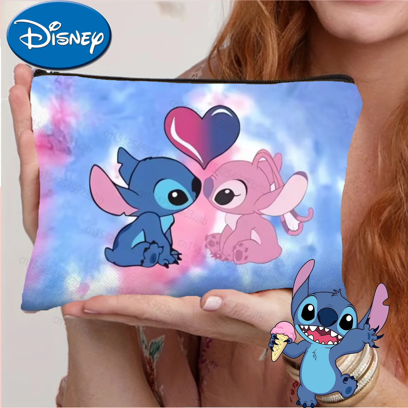 Bolsa de maquillaje con estampado de dibujos animados de Lilo & Stitch ...