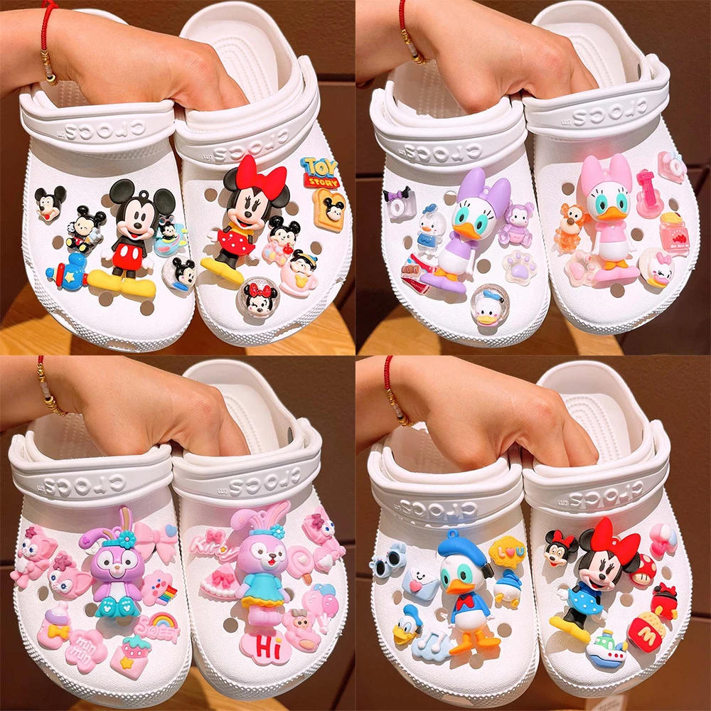 Shoe Charms Disney Mickey Mouse Minnie Donald Duck LED Accessories Buckle Set Daisy Duck DIY Girls Gifts