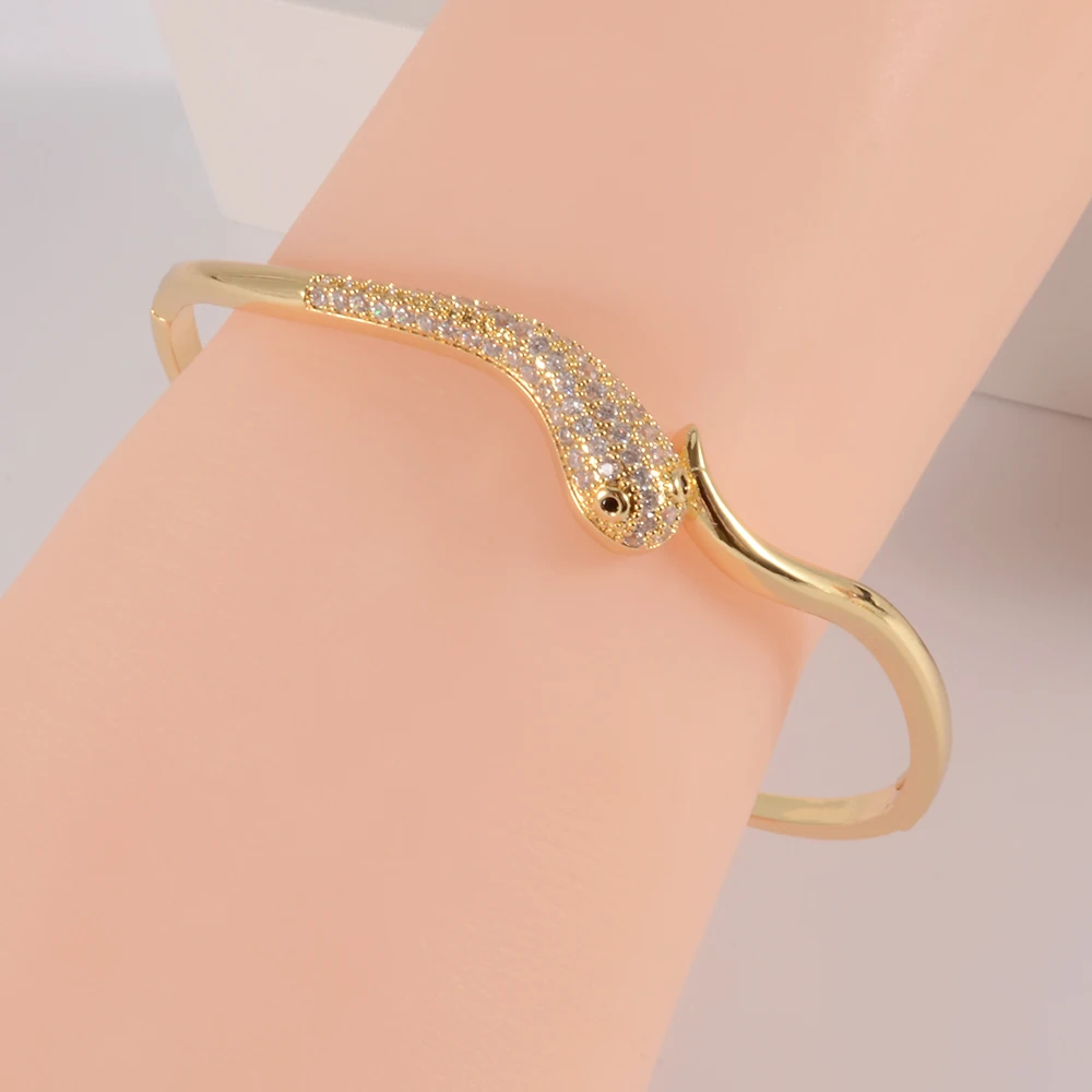 1PC 24k Gold Plated Snake Bracelets Gold Open Bangle Cuff Bracelet