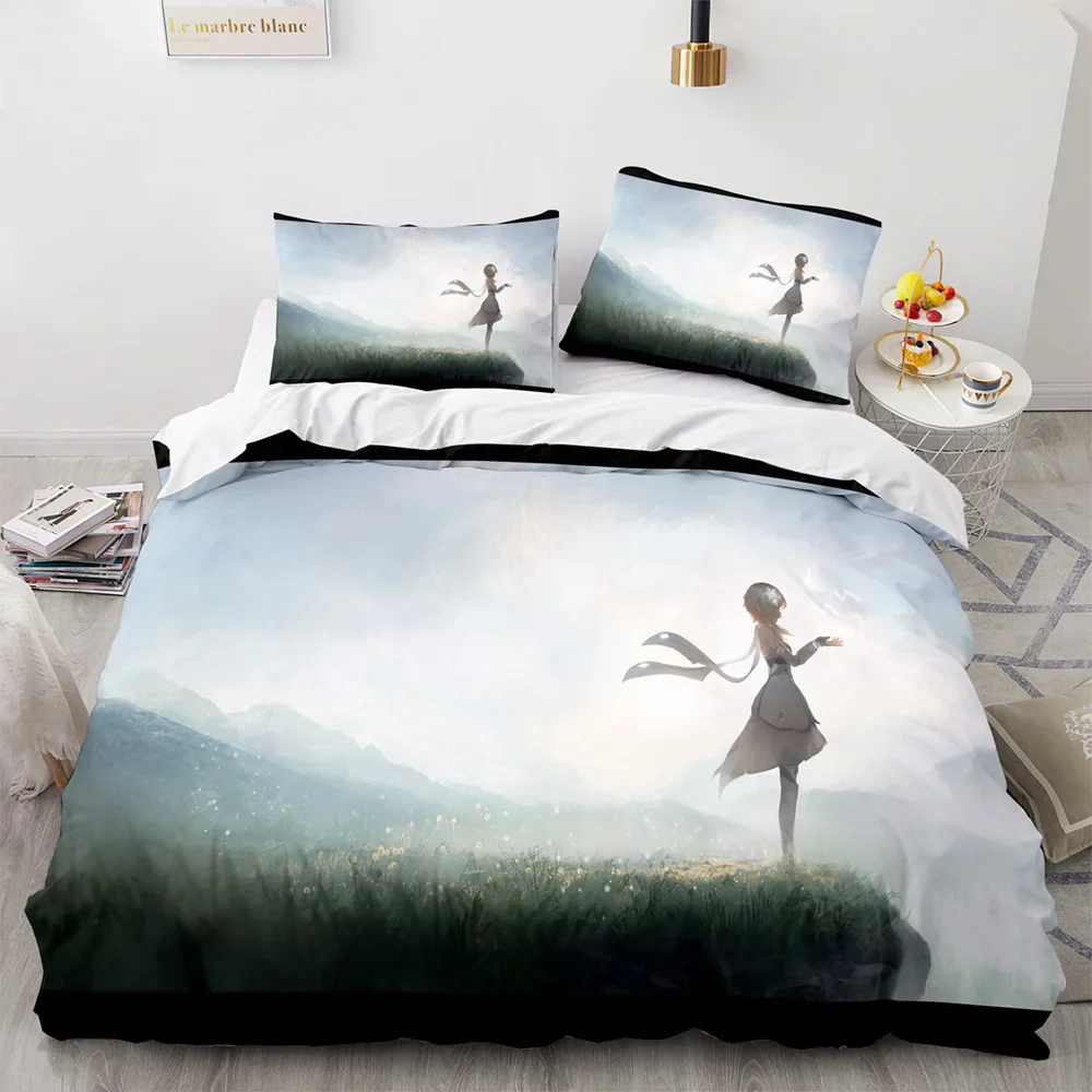 Game Genshin Impact Comforter Bedding Sets Quilt Bed Cover Duvet Cover Pillow Case 2-3 Pieces Sets Kids Adult Size 3