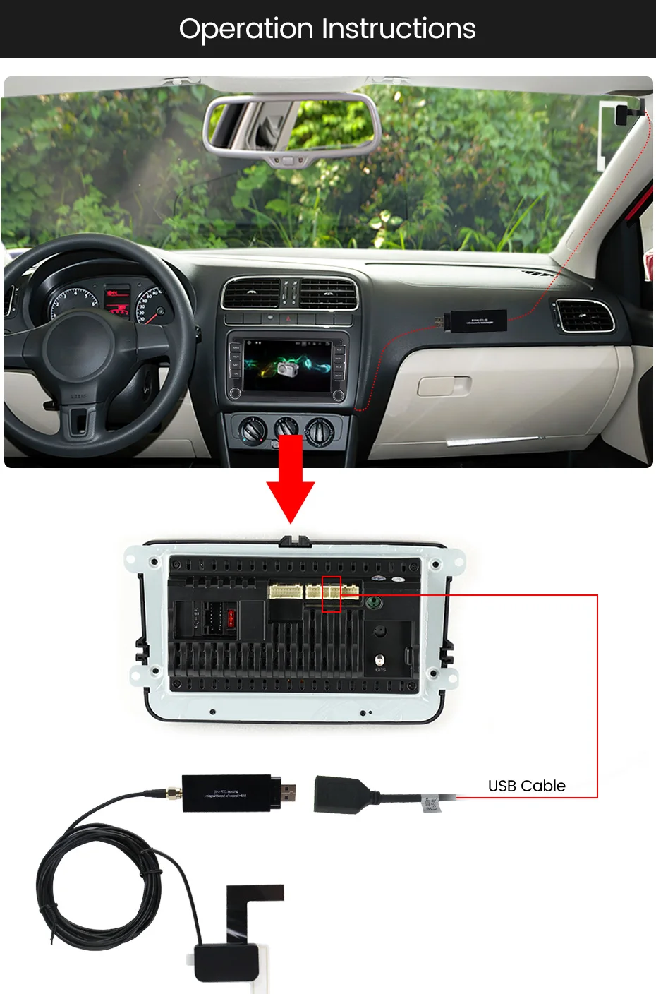 DAB + Antenna with USB Adapter Receiver Android Car Stereo Player Car GPS Receiver DAB+ Signal For Universal