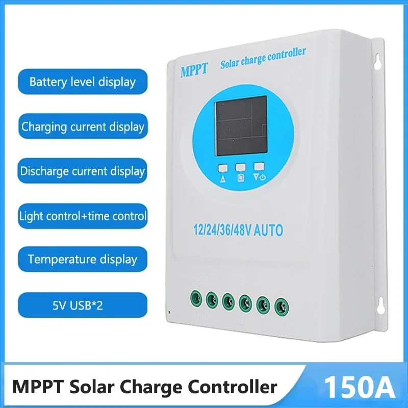 MPPT Solar Charge Controller Auto 12V 24V 36V 48V 150A Controller Solar Panel For Lithium LiFePo4 Lead-Acid Battery Regulator solar battery charge controller