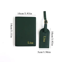Ensemble de noms personnalisés, porte-passeport unisexe en cuir PU Safiano et boîte cadeau d'étiquette de bagage 6