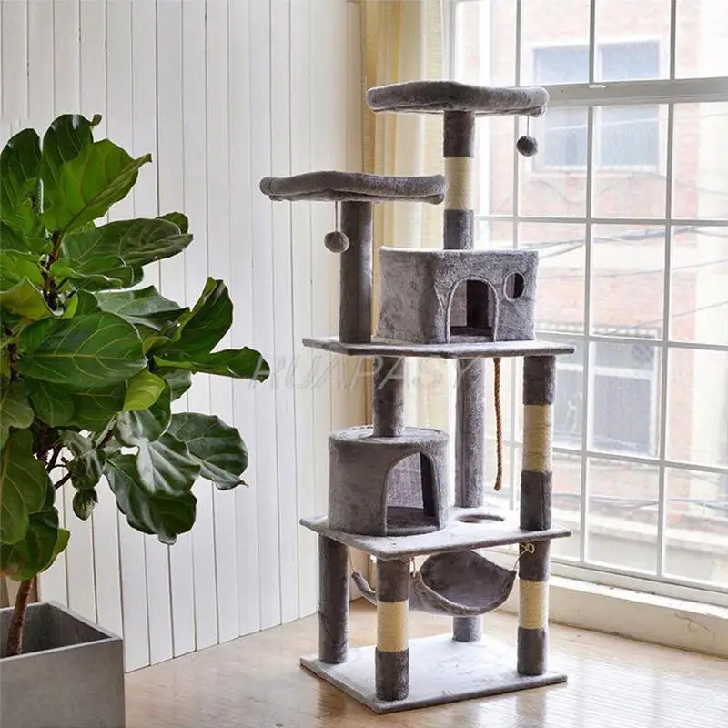 

Когтеточка для кошек Многоуровневая, высокий когтеточный домик, мебель для домашних животных, скалолазание, колонна для прыжков на платформе